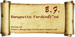Benyovits Ferdinánd névjegykártya